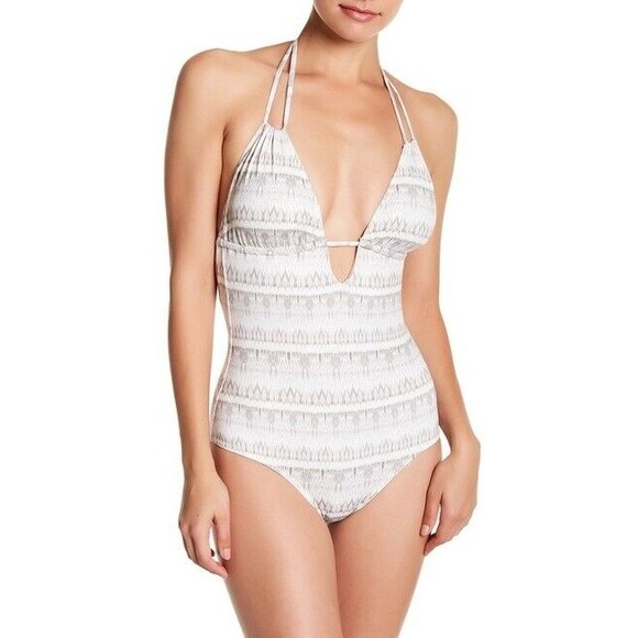 Eberjey Earth Shadow Suki Swimsuit Size S One Piece Halter Sage NWT B30 - Picture 1 of 6